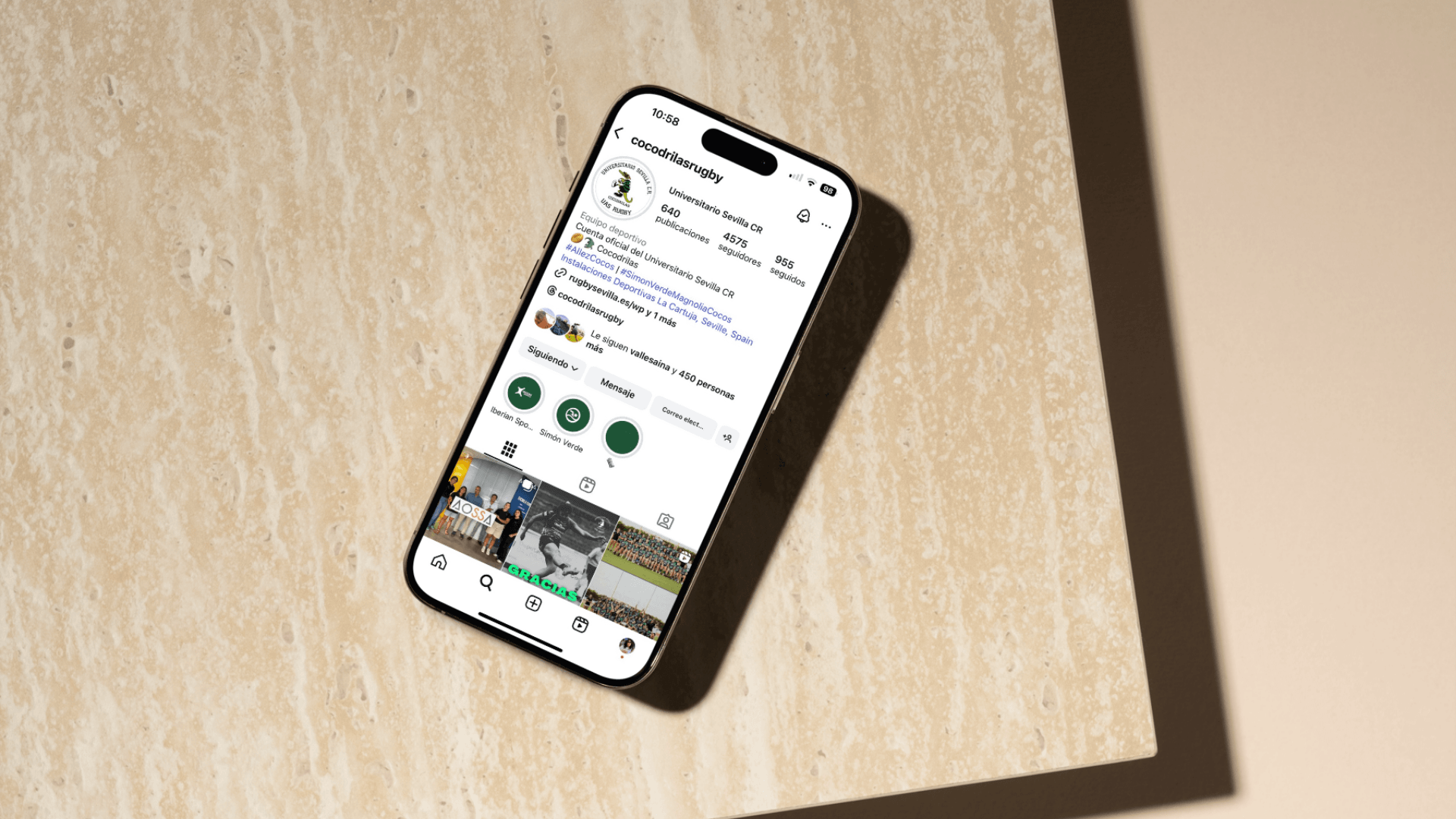Mockup de móvil con perfil de Instagram de las Cocodrilas